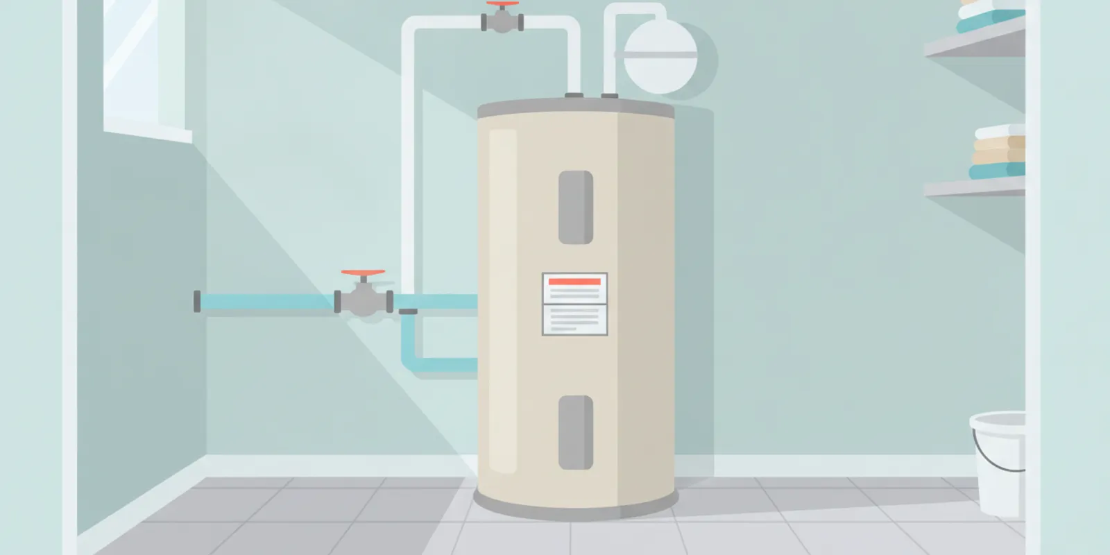 Expansion tank installed beside a residential water heater