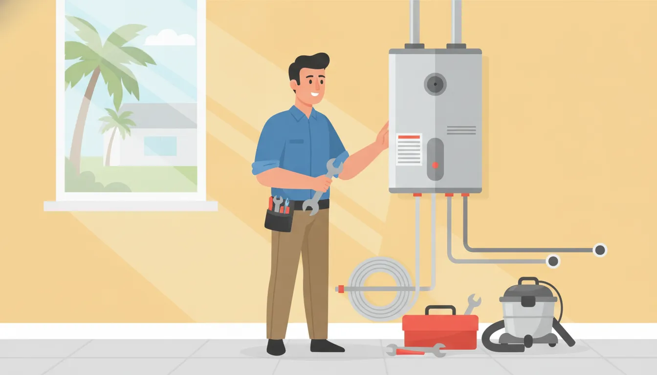 Professional tankless water heater installation in a Martin County home