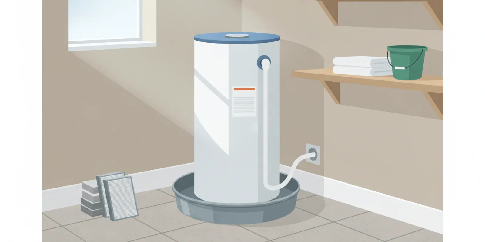 Water heater installed above a properly drained protective pan