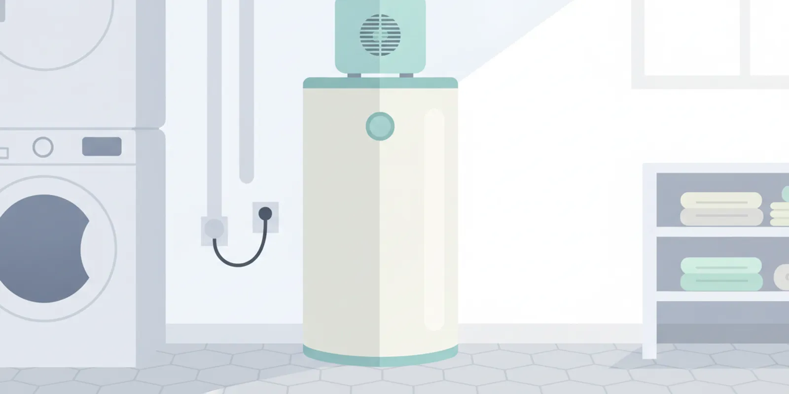 Heat pump water heater installed in a clean Florida home utility room