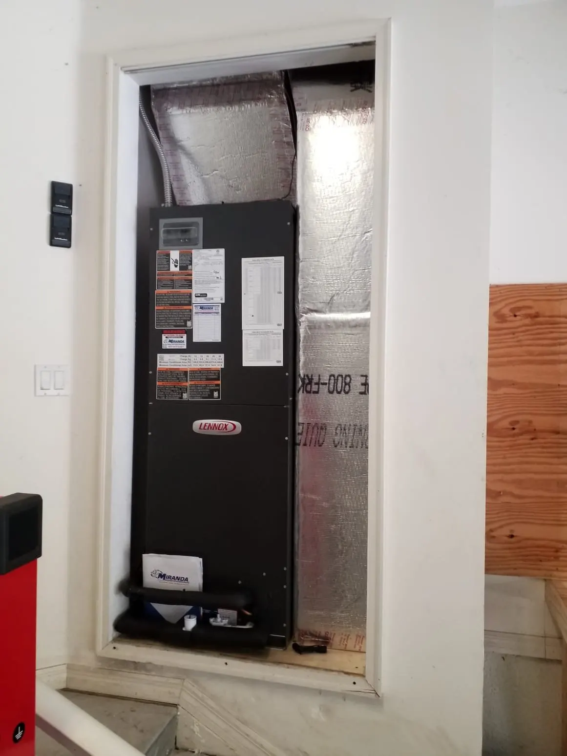 Installed indoor furnace and air handler equipment