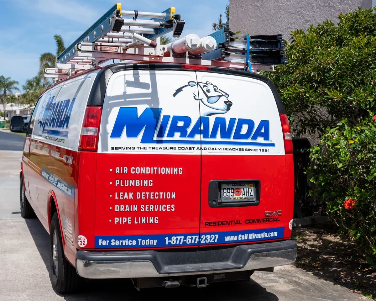 Miranda Plumbing and Air Conditioning service van