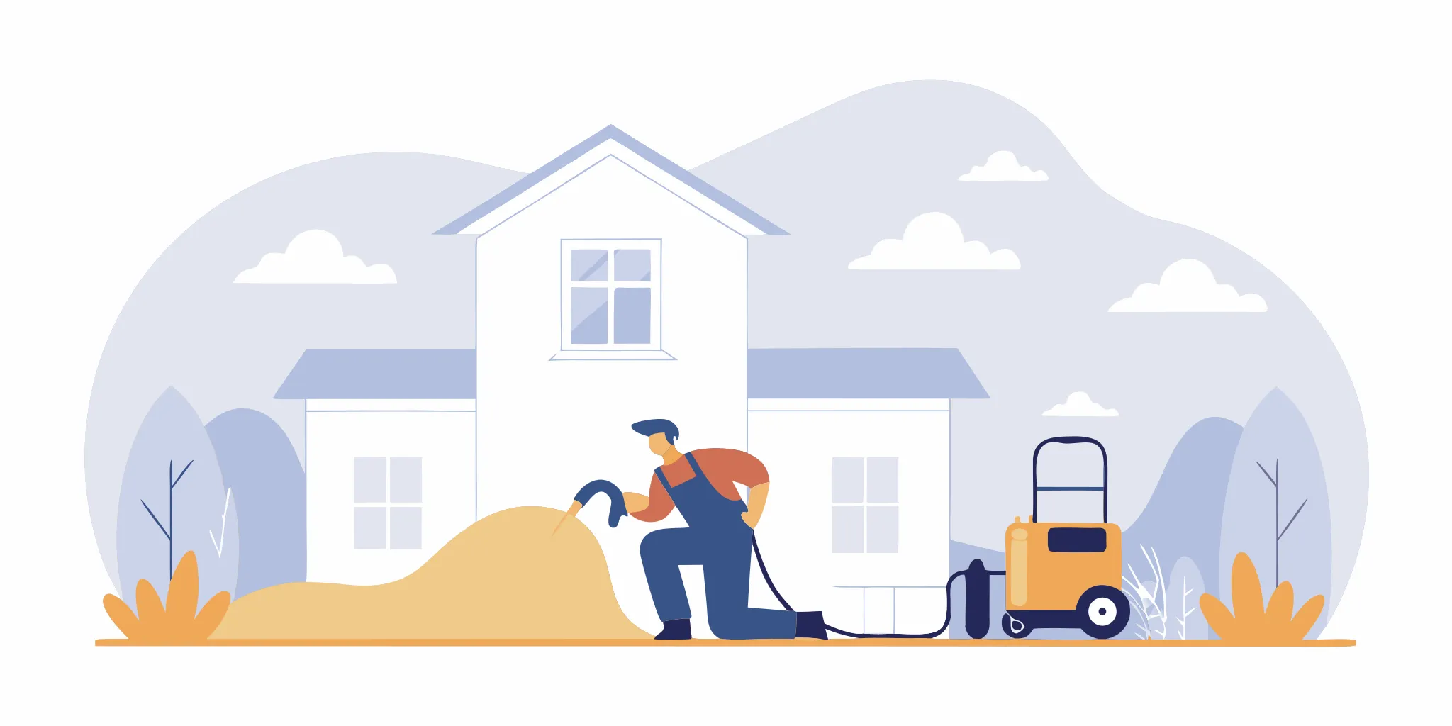 Sewer line repair Port St. Lucie trenchless equipment in a Florida yard