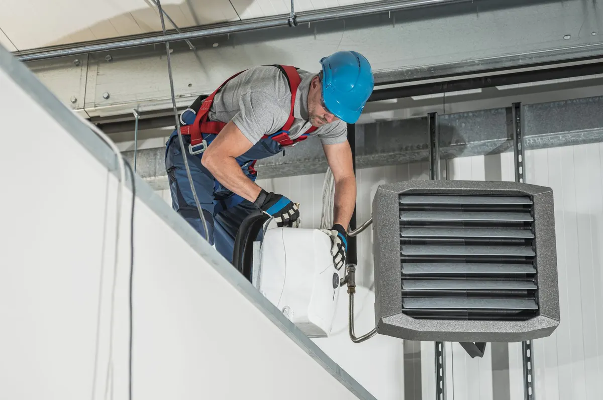 Miranda commercial HVAC technician on site