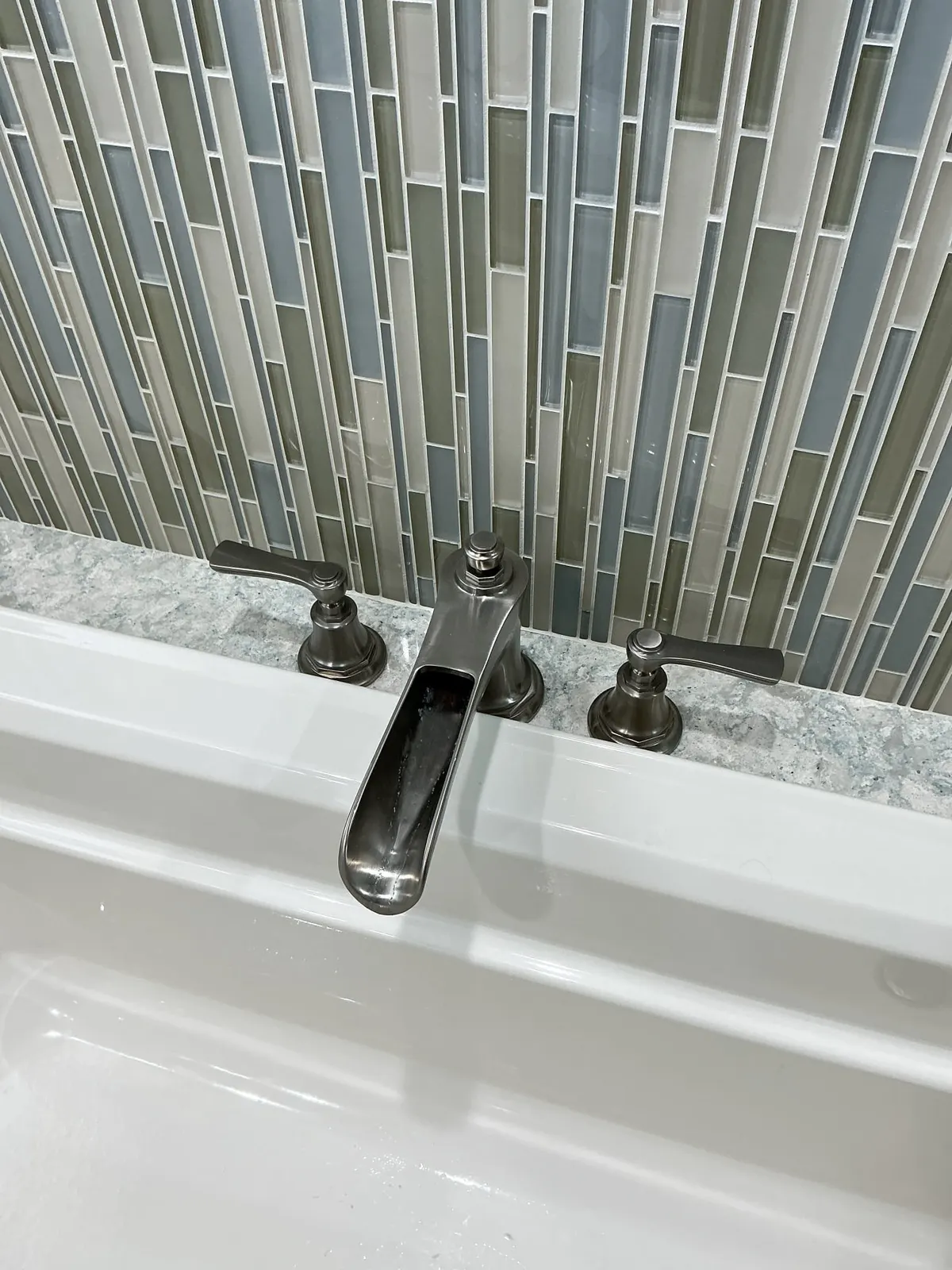 Bathroom sink faucet installed