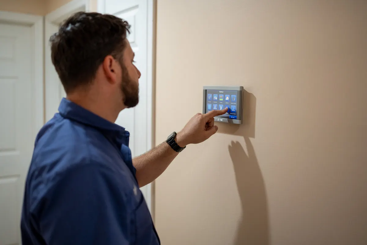Digital thermostat display showing temperature settings