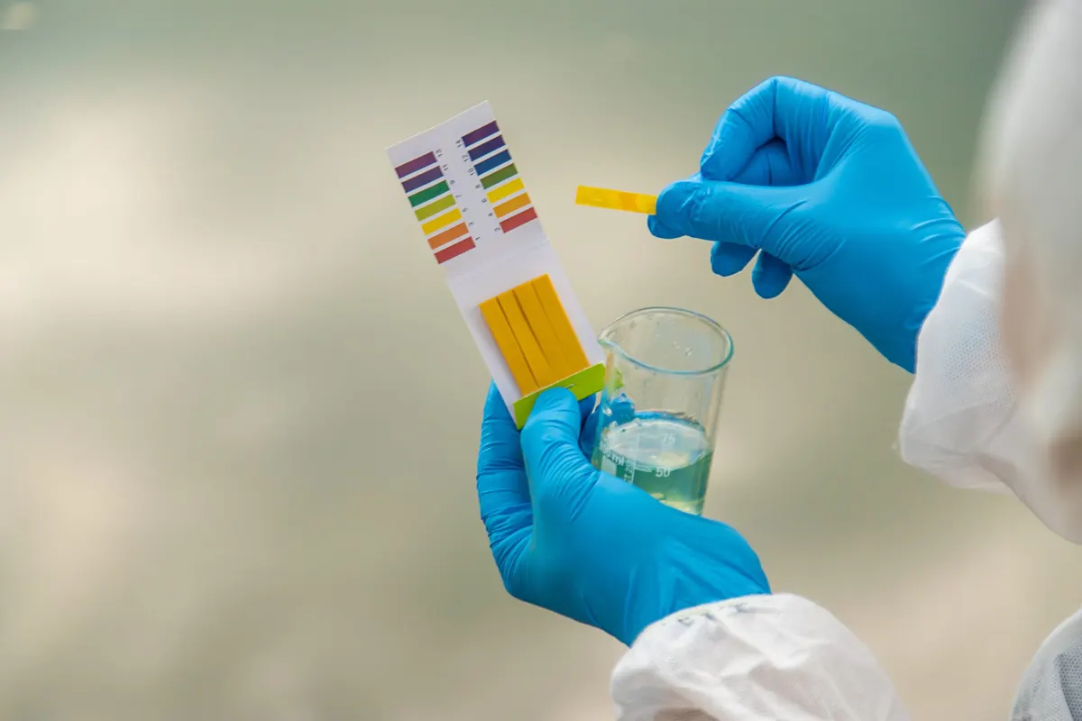 Water quality test strip used to evaluate drinking water