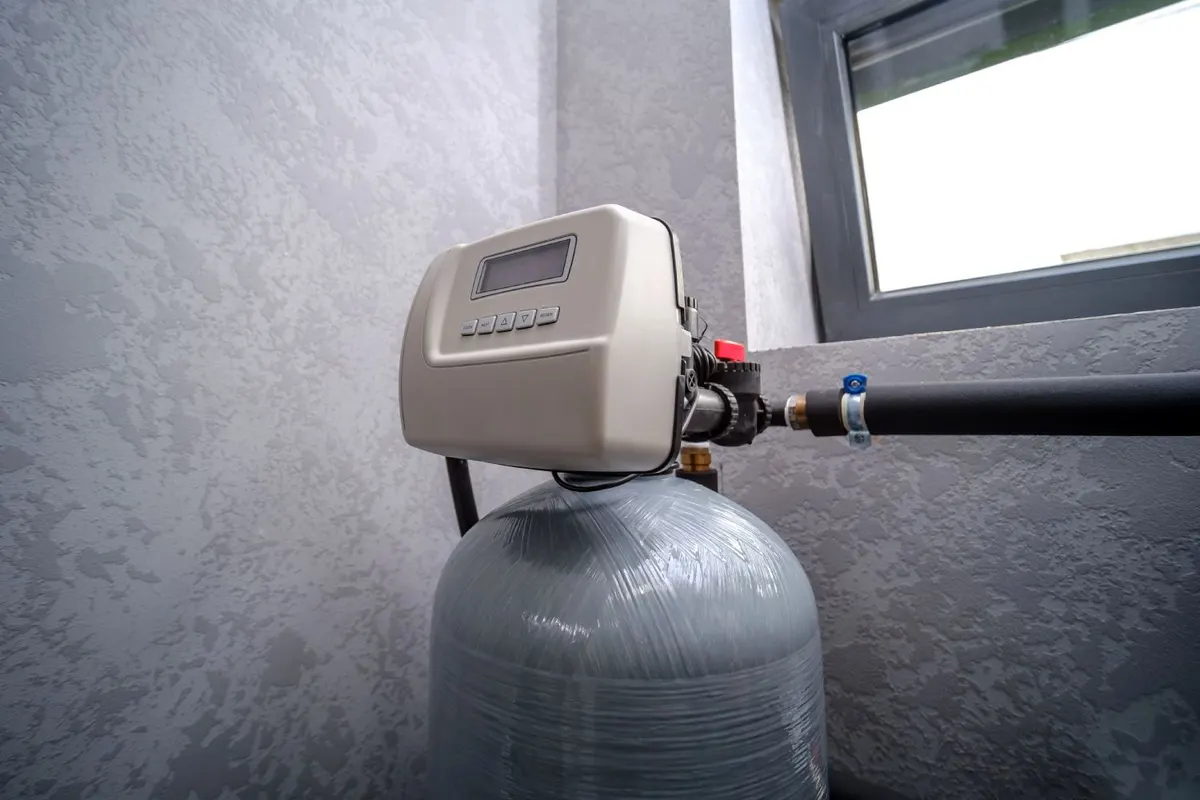 Water softener control valve and tank