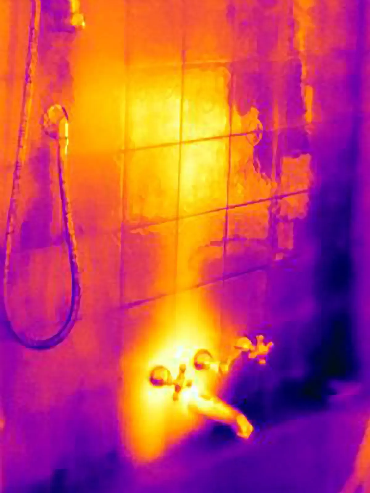 Thermal imaging used to detect a hidden water leak
